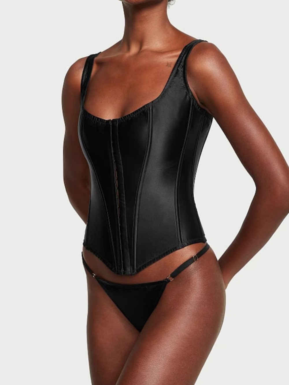 NWT Victoria's Secret Black Silk Corset Top No Undies Size S